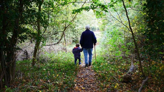 Grandfather walking